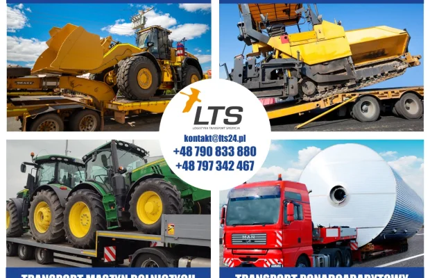 Transport ponadnormatywny - ponadgabarytowy, niskopodwoziowy, kombajnu - Zdjęcie 1