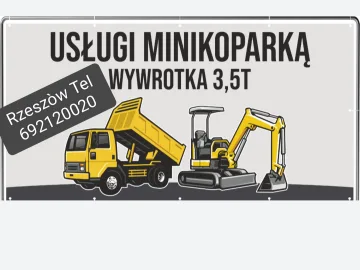 Usługi minikoparka oraz koparko ładowarka auto wywrotka Podkarpacie Rzeszów Krasne tel 692120020